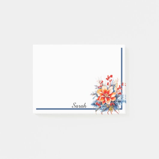 Vakantie Bloemen Voeg Ontvangers Naam Kantoor Gift Post-it® Notes (Voorkant)