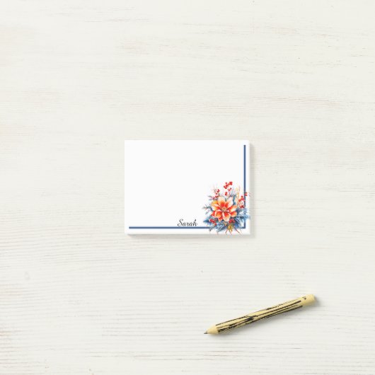 Vakantie Bloemen Voeg Ontvangers Naam Kantoor Gift Post-it® Notes (Op bureau)