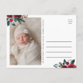 Vakantie Bloemen Winter Doop Fotouitnodiging Aankondigingskaart (Achterkant)