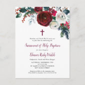 Vakantie Bloemen Winter Doop Fotouitnodiging Aankondigingskaart (Voorkant)