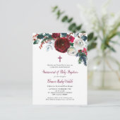 Vakantie Bloemen Winter Doop Fotouitnodiging Aankondigingskaart (Staand voorkant)