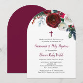 Vakantie Bloemen Winter Doop Uitnodiging (Voorkant / Achterkant)