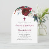 Vakantie Bloemen Winter Doop Uitnodiging (Staand voorkant)