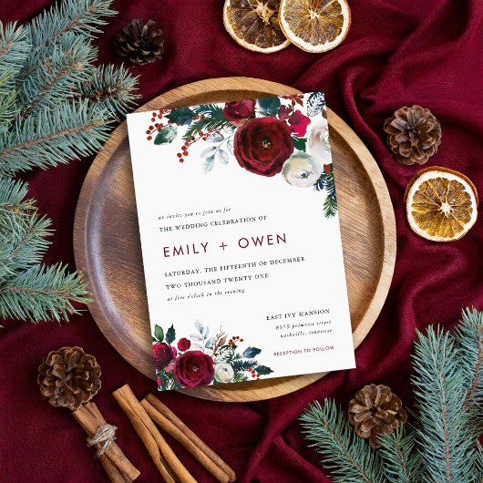 Vakantie Bloemen Winter Huwelijksuitnodiging Kaart