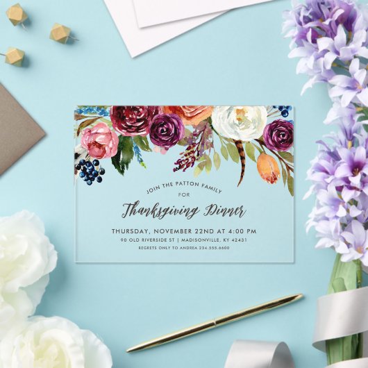 Vakantie Bloemen Winter Wedding Acryl Uitnodigingen (Insitu (Huwelijk))