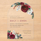 Vakantie Bloemen Winter Wedding Acryl Uitnodigingen (Voorkant)