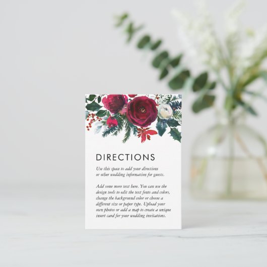 Vakantie Bloemen Winter Wedding Routebeschrijving  Informatiekaartje (Staand voorkant)