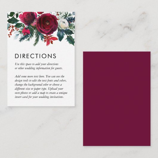 Vakantie Bloemen Winter Wedding Routebeschrijving  Informatiekaartje (Voorkant / Achterkant)