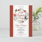 Vakantie Bloemenkrans 40ste Verjaardagsfeest Kaart (Staand voorkant)