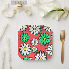 Vakantie Bloom: Feestelijke Rode & Groene Papier B Papieren Bordje