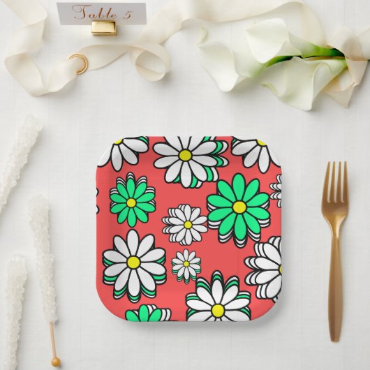 Vakantie Bloom: Feestelijke Rode & Groene Papier B Papieren Bordje (Huwelijk)