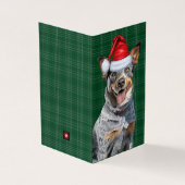 Vakantie Blue Heeler Hond Groen Geplaagd Kerstmis Kaart (Buitenkant)