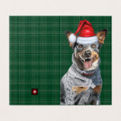 Vakantie Blue Heeler Hond Groen Geplaagd Kerstmis Kaart (Buitenkant ongevouwen)