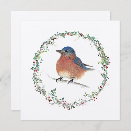 Vakantie Bluebird Waterverf Art Kaart (Voorkant / Achterkant)