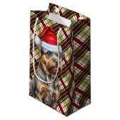 Vakantie Border Terrier en feestelijke kerstvakant Klein Cadeauzakje (Voorkant Gekanteld)