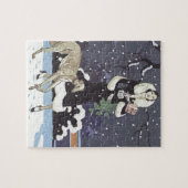 Vakantie Borzoi Dame In Sneeuw Legpuzzel (Horizontaal)