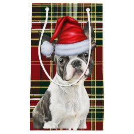 Vakantie Boston Terrier Hond Feestelijk Plaid Kers Klein Cadeauzakje
