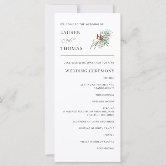 Vakantie Botanisch Elegant Huwelijksprogramma (Voorkant)