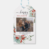 Vakantie Botanisch groen Holly Waterverf Cadeaulabel (Voorkant)