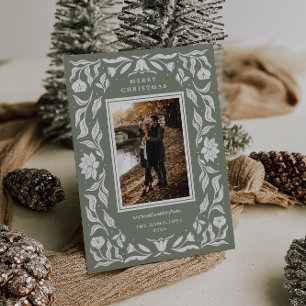 Vakantie Botanische Foto Kerst Kaart