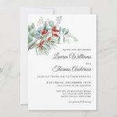 Vakantie Botanische groen en bessen bruiloft Kaart (Voorkant)