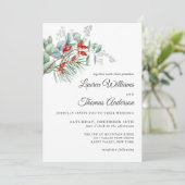 Vakantie Botanische groen en bessen bruiloft Kaart (Staand voorkant)