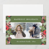 Vakantie Botanische Groene Kerstmis Twee Foto Feestdagenkaart (Voorkant / Achterkant)