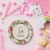 Vakantie Botanische Patroon Monogram Initiaal G Papieren Bordje (Feest)