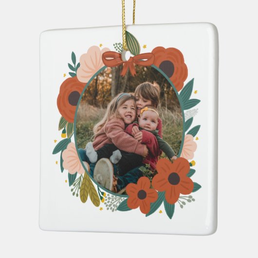 Vakantie Botanische Rode Bloemen Krans Kerstmis Fa Keramisch Ornament (Links)