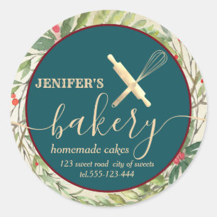 Vakantie botanische rolpen & whisk chef bakkerij ronde sticker