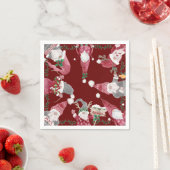 Vakantie Bourgondië Gnomes Kerstfeest Waterverf Servet (Insitu)