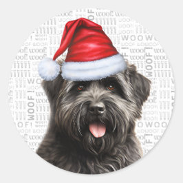 Vakantie Bouvier des Flandres Hond in Santa Hat Ronde Sticker