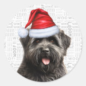 Vakantie Bouvier des Flandres Hond in Santa Hat Ronde Sticker (Voorkant)