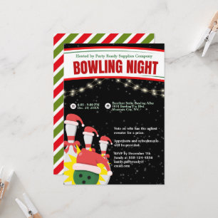 Vakantie Bowling Night Santa Hats Black Achtergron Kaart