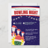 Vakantie Bowling Night Santa Hats Blauwe Achtergro Kaart (Voorkant)