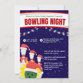 Vakantie Bowling Night Santa Hats Blauwe Achtergro Kaart