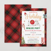 Vakantie Bowling Party Christmas Plaid Rood Zwart Kaart (Voorkant / Achterkant)