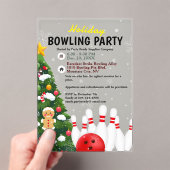 Vakantie Bowling Party Kerstboom Acryl Uitnodigingen (Insitu (Draagbaar))