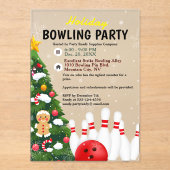 Vakantie Bowling Party Kerstboom Acryl Uitnodigingen (Voorkant)