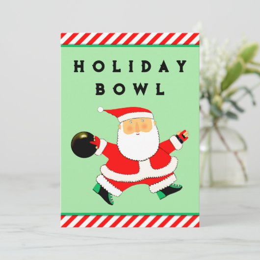 Vakantie Bowling Party uitnodiging (Staand voorkant)