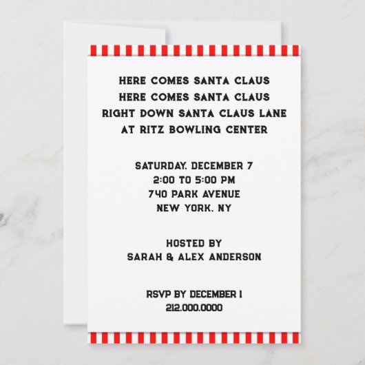 Vakantie Bowling Party uitnodiging (Achterkant)