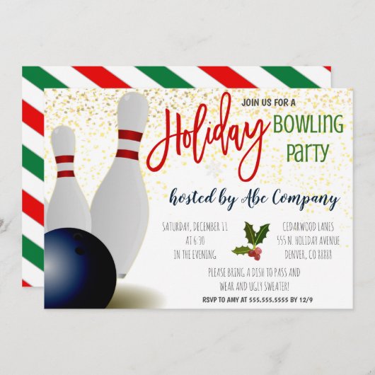 Vakantie Bowling Party uitnodiging (Voorkant / Achterkant)