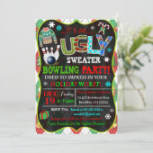 Vakantie Bowling Party uitnodiging (Staand voorkant)