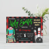 Vakantie Bowling Party uitnodiging (Staand voorkant)
