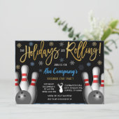 Vakantie Bowling Party uitnodiging, Corporate Kaart (Staand voorkant)