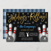 Vakantie Bowling Party uitnodiging, Corporate Kaart (Voorkant / Achterkant)