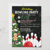 Vakantie Bowling Party Xmas Tree Black Achtergrond Kaart (Voorkant)