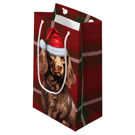 Vakantie Boykin Spaniel Hond Red Plaid Kerstmis Klein Cadeauzakje (Voorkant Gekanteld)