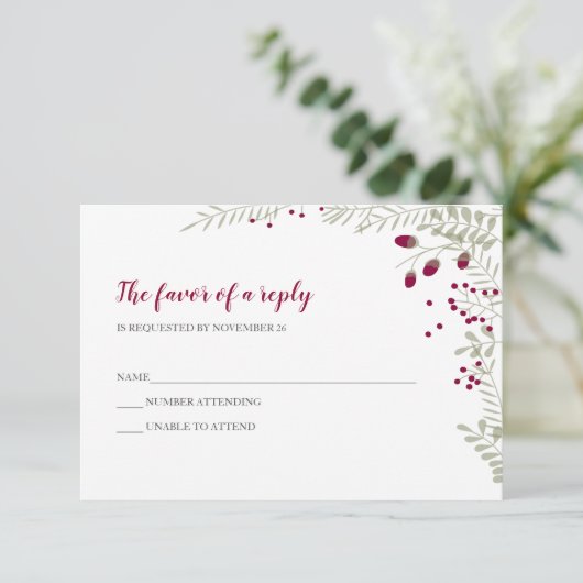 Vakantie Branches Trouwen RSVP (Staand voorkant)