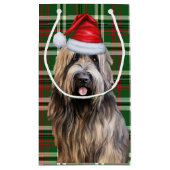 Vakantie Briard Shepherd Dog Green Plaid Kerstmis Klein Cadeauzakje (Achterkant)